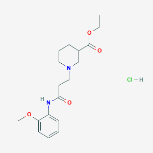 molecular formula C18H27ClN2O4 B3941620 Ethyl 1-[3-(2-methoxyanilino)-3-oxopropyl]piperidine-3-carboxylate;hydrochloride 