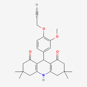 molecular formula C27H31NO4 B3941691 9-(3-Methoxy-4-prop-2-ynoxyphenyl)-3,3,6,6-tetramethyl-2,4,5,7,9,10-hexahydroacridine-1,8-dione 