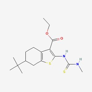 molecular formula C17H26N2O2S2 B3941710 ETHYL 6-(TERT-BUTYL)-2-{[(METHYLAMINO)CARBOTHIOYL]AMINO}-4,5,6,7-TETRAHYDRO-1-BENZOTHIOPHENE-3-CARBOXYLATE 