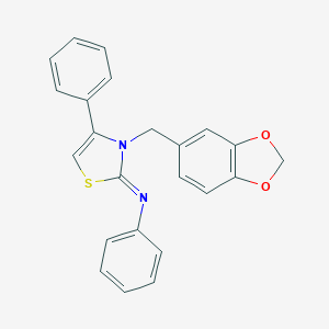 molecular formula C23H18N2O2S B394172 N-[3-(1,3-BENZODIOXOL-5-YLMETHYL)-4-PHENYL-1,3-THIAZOL-2(3H)-YLIDEN]-N-PHENYLAMINE 