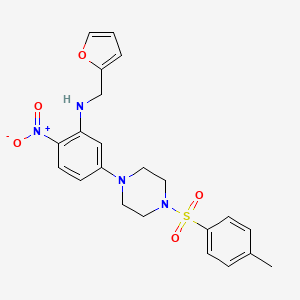 molecular formula C22H24N4O5S B3941723 N-[(FURAN-2-YL)METHYL]-5-[4-(4-METHYLBENZENESULFONYL)PIPERAZIN-1-YL]-2-NITROANILINE 