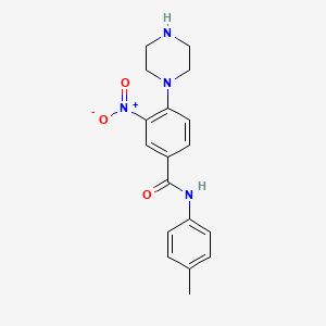 molecular formula C18H20N4O3 B3941773 N-(4-methylphenyl)-3-nitro-4-piperazin-1-ylbenzamide 