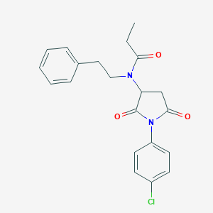 molecular formula C21H21ClN2O3 B394198 N-[1-(4-chlorophenyl)-2,5-dioxopyrrolidin-3-yl]-N-(2-phenylethyl)propanamide 