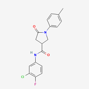 molecular formula C18H16ClFN2O2 B3942040 N-(3-chloro-4-fluorophenyl)-1-(4-methylphenyl)-5-oxopyrrolidine-3-carboxamide 