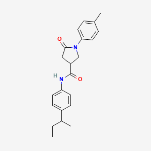 molecular formula C22H26N2O2 B3942081 N-[4-(butan-2-yl)phenyl]-1-(4-methylphenyl)-5-oxopyrrolidine-3-carboxamide 