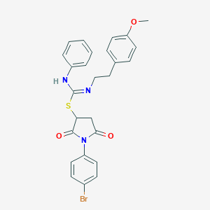 molecular formula C26H24BrN3O3S B394209 (E)-1-{[1-(4-BROMOPHENYL)-2,5-DIOXOPYRROLIDIN-3-YL]SULFANYL}-N-[2-(4-METHOXYPHENYL)ETHYL]-N'-PHENYLMETHANIMIDAMIDE 