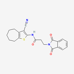 molecular formula C21H19N3O3S B3942203 N~1~-(3-CYANO-5,6,7,8-TETRAHYDRO-4H-CYCLOHEPTA[B]THIOPHEN-2-YL)-3-(1,3-DIOXO-1,3-DIHYDRO-2H-ISOINDOL-2-YL)PROPANAMIDE 