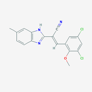 molecular formula C18H13Cl2N3O B394226 3-(3,5-dichloro-2-methoxyphenyl)-2-(5-methyl-1H-benzimidazol-2-yl)acrylonitrile 