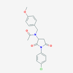 molecular formula C20H19ClN2O4 B394231 N-[1-(4-chlorophenyl)-2,5-dioxopyrrolidin-3-yl]-N-[(4-methoxyphenyl)methyl]acetamide CAS No. 355142-94-8