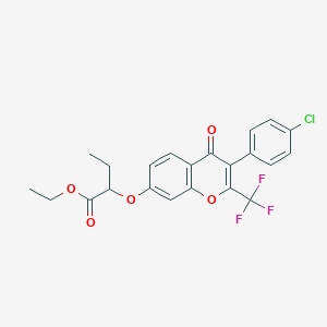 molecular formula C22H18ClF3O5 B3942318 ethyl 2-{[3-(4-chlorophenyl)-4-oxo-2-(trifluoromethyl)-4H-chromen-7-yl]oxy}butanoate 