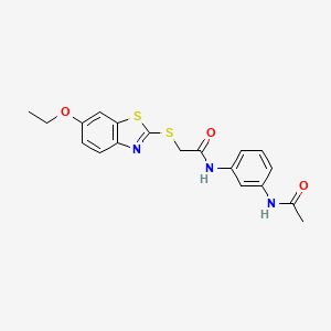 molecular formula C19H19N3O3S2 B3942552 N~1~-[3-(ACETYLAMINO)PHENYL]-2-[(6-ETHOXY-1,3-BENZOTHIAZOL-2-YL)SULFANYL]ACETAMIDE 