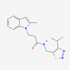 molecular formula C18H22N4OS B3942594 N-[(4-isopropyl-1,2,3-thiadiazol-5-yl)methyl]-3-(2-methyl-1H-indol-1-yl)propanamide 