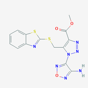molecular formula C14H11N7O3S2 B394272 methyl 1-(4-amino-1,2,5-oxadiazol-3-yl)-5-[(1,3-benzothiazol-2-ylsulfanyl)methyl]-1H-1,2,3-triazole-4-carboxylate 