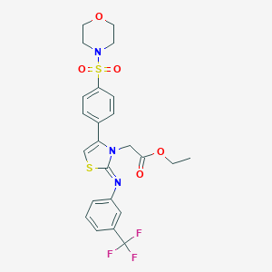 molecular formula C24H24F3N3O5S2 B394280 ETHYL 2-[(2Z)-4-[4-(MORPHOLINE-4-SULFONYL)PHENYL]-2-{[3-(TRIFLUOROMETHYL)PHENYL]IMINO}-2,3-DIHYDRO-1,3-THIAZOL-3-YL]ACETATE 