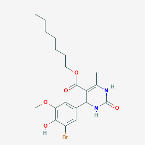 molecular formula C20H27BrN2O5 B394286 Heptyl 4-(3-bromo-4-hydroxy-5-methoxyphenyl)-6-methyl-2-oxo-1,2,3,4-tetrahydropyrimidine-5-carboxylate 