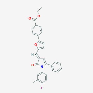 molecular formula C31H24FNO4 B394301 ETHYL 4-(5-{[(3E)-1-(4-FLUORO-3-METHYLPHENYL)-2-OXO-5-PHENYL-2,3-DIHYDRO-1H-PYRROL-3-YLIDENE]METHYL}FURAN-2-YL)BENZOATE 