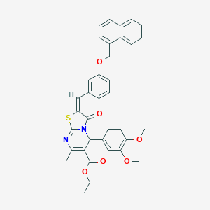 molecular formula C36H32N2O6S B394333 ethyl 5-(3,4-dimethoxyphenyl)-7-methyl-2-[3-(1-naphthylmethoxy)benzylidene]-3-oxo-2,3-dihydro-5H-[1,3]thiazolo[3,2-a]pyrimidine-6-carboxylate 