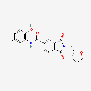 molecular formula C21H20N2O5 B3943398 N-(2-hydroxy-5-methylphenyl)-1,3-dioxo-2-(tetrahydrofuran-2-ylmethyl)-2,3-dihydro-1H-isoindole-5-carboxamide 