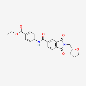 molecular formula C23H22N2O6 B3943571 ethyl 4-({[1,3-dioxo-2-(tetrahydrofuran-2-ylmethyl)-2,3-dihydro-1H-isoindol-5-yl]carbonyl}amino)benzoate 