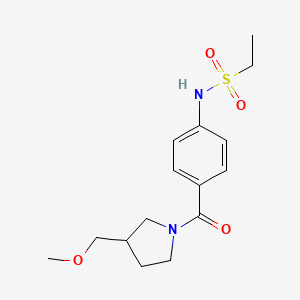 molecular formula C15H22N2O4S B3943810 N-(4-{[3-(methoxymethyl)-1-pyrrolidinyl]carbonyl}phenyl)ethanesulfonamide 