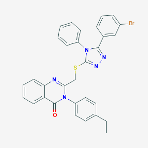 molecular formula C31H24BrN5OS B394386 2-({[5-(3-bromophenyl)-4-phenyl-4H-1,2,4-triazol-3-yl]sulfanyl}methyl)-3-(4-ethylphenyl)-4(3H)-quinazolinone 
