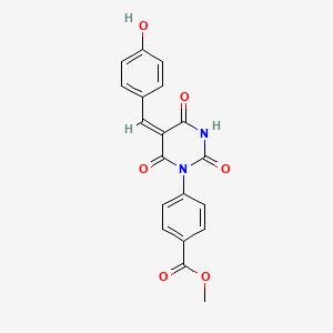 molecular formula C19H14N2O6 B3943876 methyl 4-[(5E)-5-[(4-hydroxyphenyl)methylidene]-2,4,6-trioxo-1,3-diazinan-1-yl]benzoate 