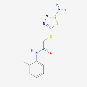 molecular formula C10H9FN4OS2 B394389 2-((5-Amino-1,3,4-thiadiazol-2-yl)thio)-N-(2-fluorophenyl)acetamide CAS No. 329694-46-4