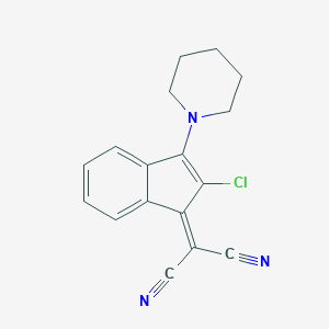 molecular formula C17H14ClN3 B394402 2-(2-Chloro-3-piperidin-1-ylinden-1-ylidene)propanedinitrile 