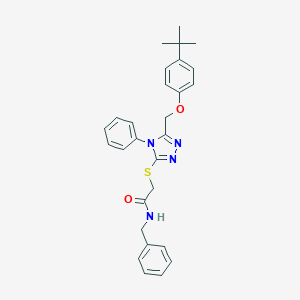 molecular formula C28H30N4O2S B394406 N-benzyl-2-({5-[(4-tert-butylphenoxy)methyl]-4-phenyl-4H-1,2,4-triazol-3-yl}sulfanyl)acetamide 