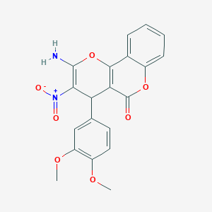 2-amino-4-(3,4-dimethoxyphenyl)-3-nitro-4H,5H-pyrano[3,2-c]chromen-5-one
