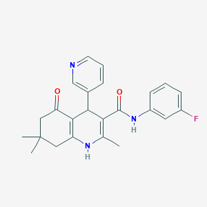 molecular formula C24H24FN3O2 B3944211 N-(3-Fluorophenyl)-2,7,7-trimethyl-5-oxo-4-(pyridin-3-yl)-1,4,5,6,7,8-hexahydroquinoline-3-carboxamide CAS No. 406183-37-7