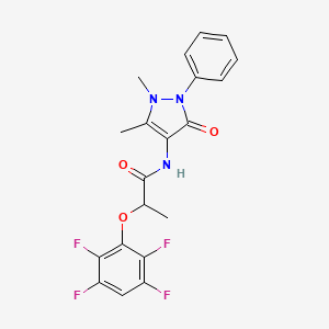 molecular formula C20H17F4N3O3 B3944239 N-(1,5-dimethyl-3-oxo-2-phenyl-2,3-dihydro-1H-pyrazol-4-yl)-2-(2,3,5,6-tetrafluorophenoxy)propanamide 