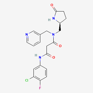 molecular formula C20H20ClFN4O3 B3944325 N'-(3-chloro-4-fluorophenyl)-N-{[(2S)-5-oxopyrrolidin-2-yl]methyl}-N-(pyridin-3-ylmethyl)malonamide 