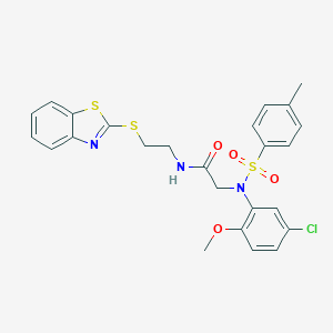 N-[2-(1,3-benzothiazol-2-ylsulfanyl)ethyl]-2-{5-chloro-2-methoxy[(4-methylphenyl)sulfonyl]anilino}acetamide