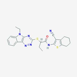 molecular formula C24H24N6OS2 B394437 N-(3-cyano-4,5,6,7-tetrahydro-1-benzothiophen-2-yl)-2-[(5-ethyl-5H-[1,2,4]triazino[5,6-b]indol-3-yl)sulfanyl]butanamide 