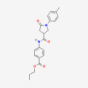molecular formula C22H24N2O4 B3944383 Propyl 4-({[1-(4-methylphenyl)-5-oxopyrrolidin-3-yl]carbonyl}amino)benzoate 