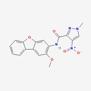 molecular formula C18H14N4O5 B3944406 N-(2-methoxydibenzofuran-3-yl)-1-methyl-4-nitropyrazole-3-carboxamide 