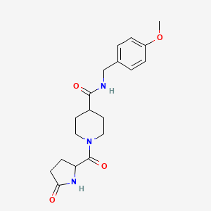 molecular formula C19H25N3O4 B3944471 N-[(4-methoxyphenyl)methyl]-1-(5-oxopyrrolidine-2-carbonyl)piperidine-4-carboxamide 