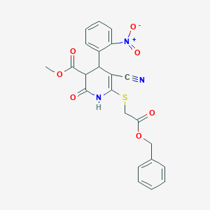 molecular formula C23H19N3O7S B394464 methyl 6-{[2-(benzyloxy)-2-oxoethyl]sulfanyl}-5-cyano-4-(2-nitrophenyl)-2-oxo-1,2,3,4-tetrahydropyridine-3-carboxylate 