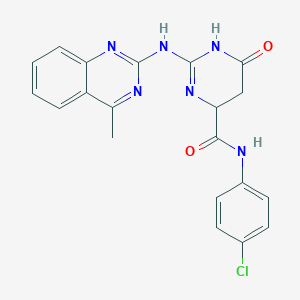 molecular formula C20H17ClN6O2 B3944640 N~4~-(4-CHLOROPHENYL)-2-[(4-METHYL-2-QUINAZOLINYL)AMINO]-6-OXO-1,4,5,6-TETRAHYDRO-4-PYRIMIDINECARBOXAMIDE 