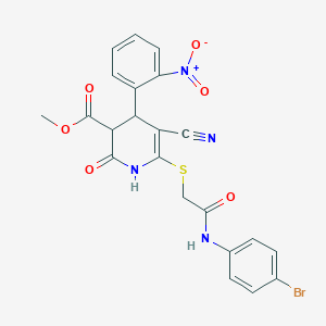 molecular formula C22H17BrN4O6S B394468 METHYL 6-({[(4-BROMOPHENYL)CARBAMOYL]METHYL}SULFANYL)-5-CYANO-4-(2-NITROPHENYL)-2-OXO-1,2,3,4-TETRAHYDROPYRIDINE-3-CARBOXYLATE 