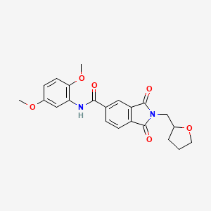 molecular formula C22H22N2O6 B3944732 N-(2,5-dimethoxyphenyl)-1,3-dioxo-2-(tetrahydrofuran-2-ylmethyl)-2,3-dihydro-1H-isoindole-5-carboxamide 