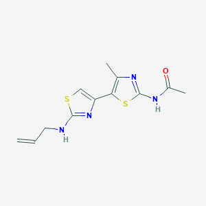 molecular formula C12H14N4OS2 B3944763 N-[4-methyl-5-[2-(prop-2-enylamino)-1,3-thiazol-4-yl]-1,3-thiazol-2-yl]acetamide 