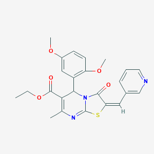 molecular formula C24H23N3O5S B394480 ETHYL (2E)-5-(2,5-DIMETHOXYPHENYL)-7-METHYL-3-OXO-2-[(PYRIDIN-3-YL)METHYLIDENE]-2H,3H,5H-[1,3]THIAZOLO[3,2-A]PYRIMIDINE-6-CARBOXYLATE 