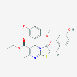 molecular formula C25H24N2O6S B394483 ETHYL (2E)-5-(2,5-DIMETHOXYPHENYL)-2-[(4-HYDROXYPHENYL)METHYLIDENE]-7-METHYL-3-OXO-2H,3H,5H-[1,3]THIAZOLO[3,2-A]PYRIMIDINE-6-CARBOXYLATE 