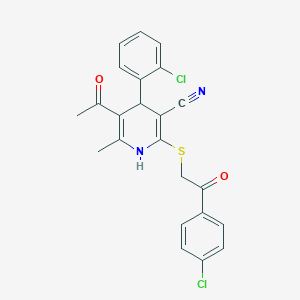 5-Acetyl-4-(2-chlorophenyl)-2-[2-(4-chlorophenyl)-2-oxoethyl]sulfanyl-6-methyl-1,4-dihydropyridine-3-carbonitrile