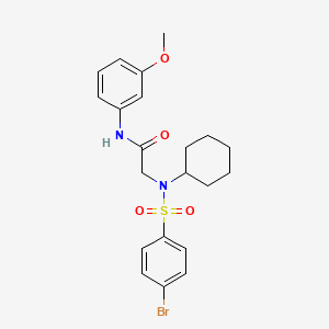 molecular formula C21H25BrN2O4S B3944869 N~2~-[(4-bromophenyl)sulfonyl]-N~2~-cyclohexyl-N-(3-methoxyphenyl)glycinamide 