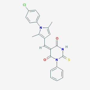 (5E)-5-{[1-(4-chlorophenyl)-2,5-dimethyl-1H-pyrrol-3-yl]methylidene}-1-phenyl-2-thioxodihydropyrimidine-4,6(1H,5H)-dione