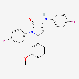 molecular formula C23H18F2N2O2 B3944883 1-(4-fluorophenyl)-3-[(4-fluorophenyl)amino]-5-(3-methoxyphenyl)-1,5-dihydro-2H-pyrrol-2-one 