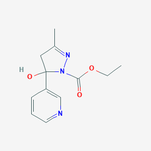 molecular formula C12H15N3O3 B394501 ethyl 5-hydroxy-3-methyl-5-(pyridin-3-yl)-4,5-dihydro-1H-pyrazole-1-carboxylate 